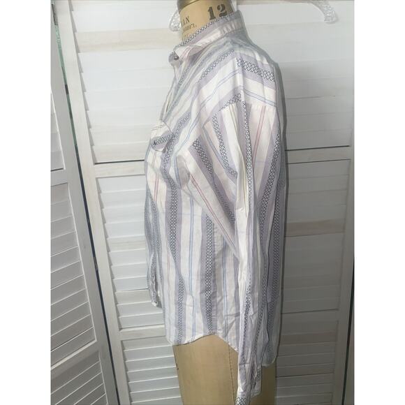 Jessica Scott Vintage Ladies Button Front Long Sleeve Shirt Striped Sz 10 Medium - Picture 6 of 8